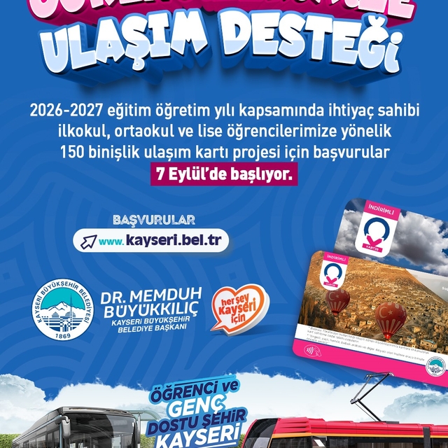 Öğrencilere ulaşım kartı başvuruları 7 Eylül'de başlıyor