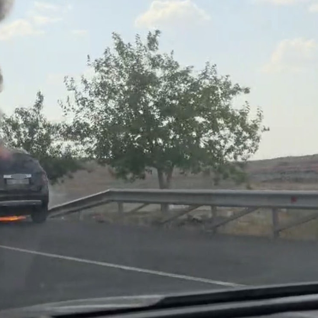 Siverek'te seyir halindeki otomobil alev alev yandı