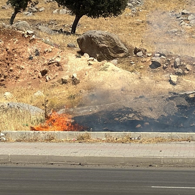 Şırnak'ta yol kenarında çıkan yangın büyümeden söndürüldü
