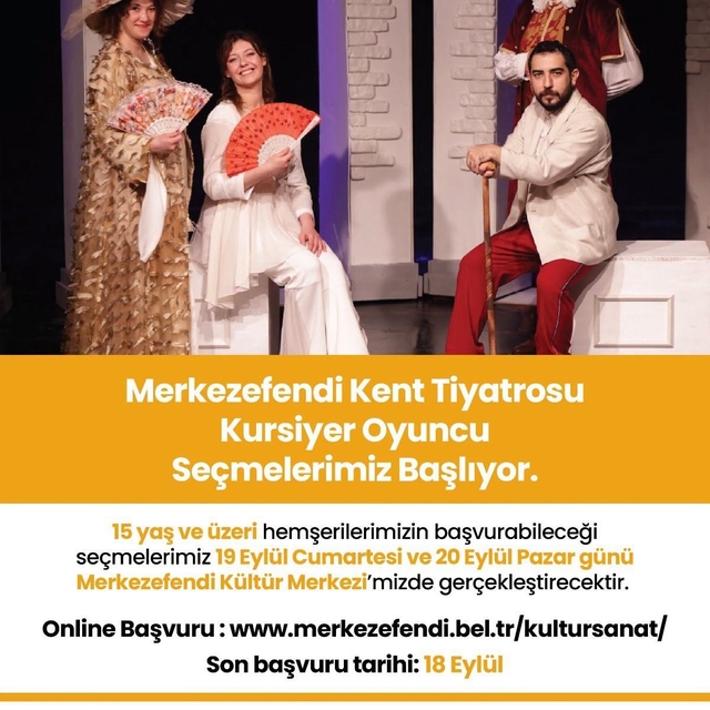 Merkezefendi kent tiyatrosu'nda kurs ve seçmeler için başvurular başladı