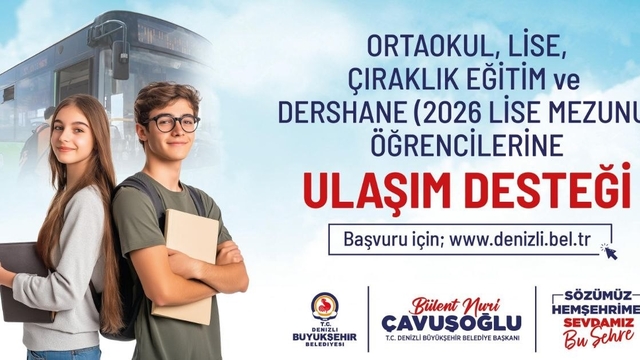 Denizli'de öğrencilere aylık 44 binişlik ulaşım desteği
Ücretsiz ulaşım desteği başvuruları sürüyor