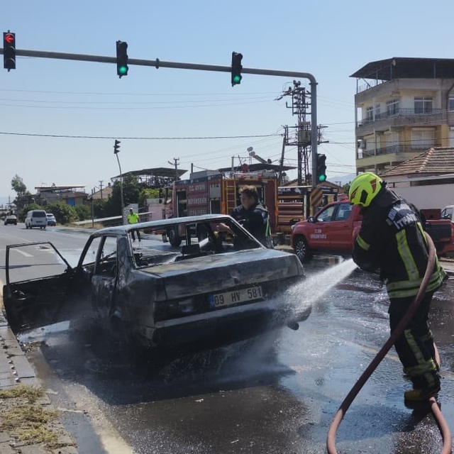 Aydın'da araç yangını