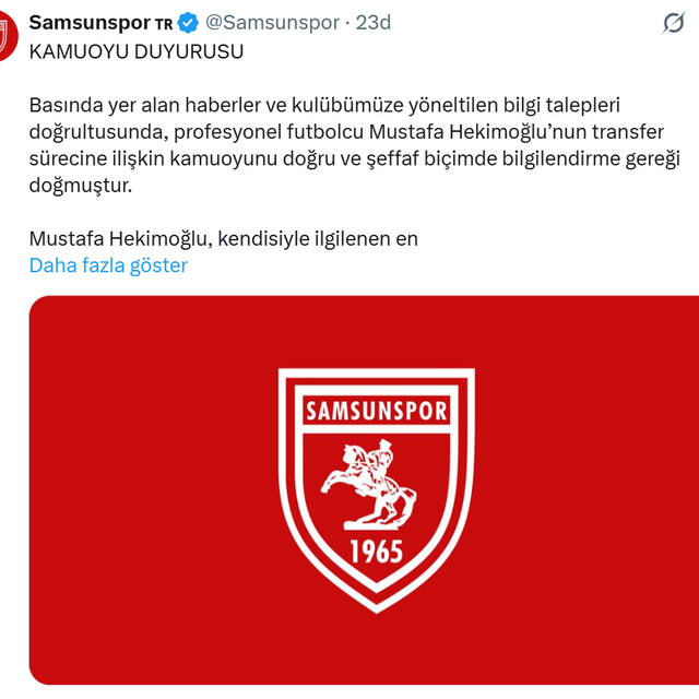 Samsunspor'dan iptal olan Mustafa Hekimoğlu açıklaması