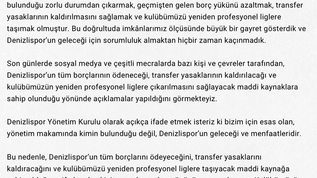 Denizlispor yönetiminden istifa kararı