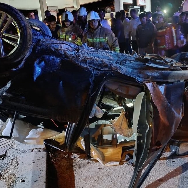 Defne'de takla atan otomobilin sürücüsü yaralandı