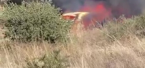 Park halindeki otomobilden çıkan yangın otluk alana sıçradı