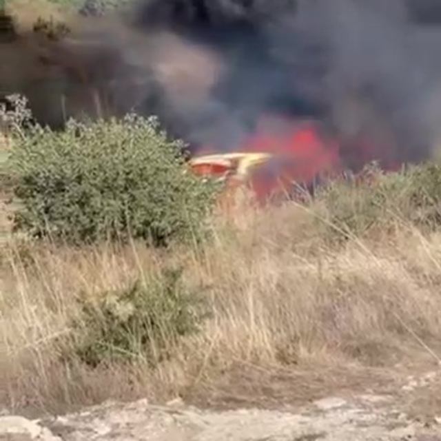 Park halindeki otomobilden çıkan yangın otluk alana sıçradı
