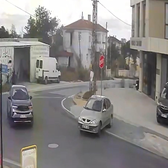Otomobille çarptığı 'dur' tabelasını yerinden sökmeye çalıştı