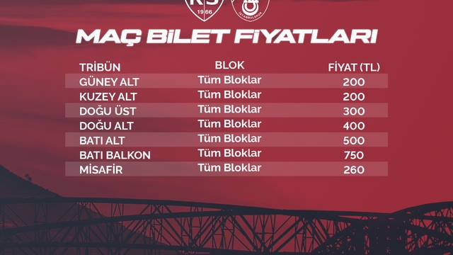 Kayserispor - İstanbul maç biletleri satışa çıkıyor