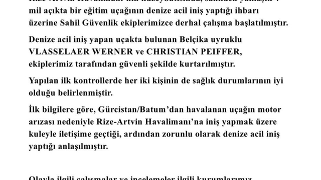Gürcistan'dan kalkan küçük uçak, Rize açıklarında denize acil iniş yaptı (4)