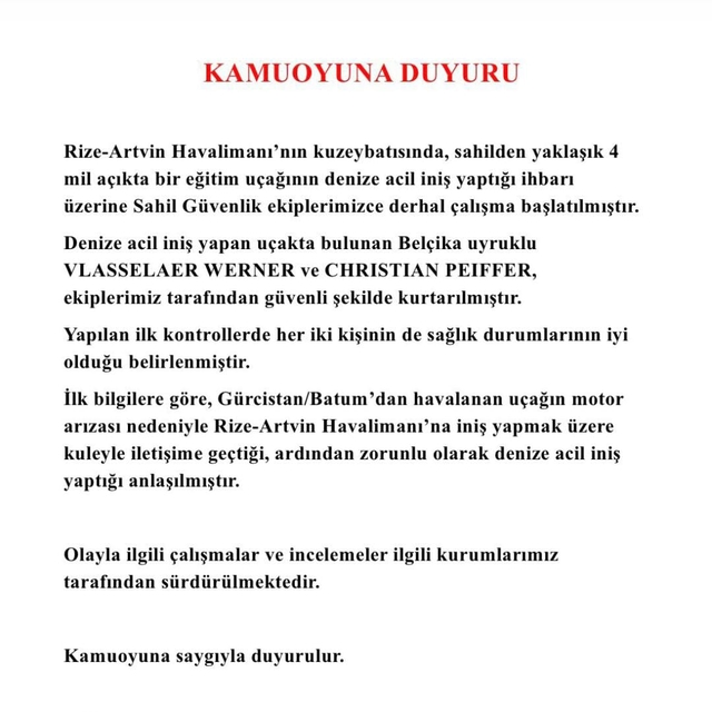 Gürcistan'dan kalkan küçük uçak, Rize açıklarında denize acil iniş yaptı (4...