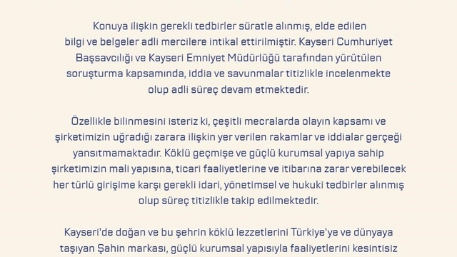 Şahin Sucukları'ndan usulsüzlük iddialarına açıklama: "Süreç titizlikle takip ediliyor"