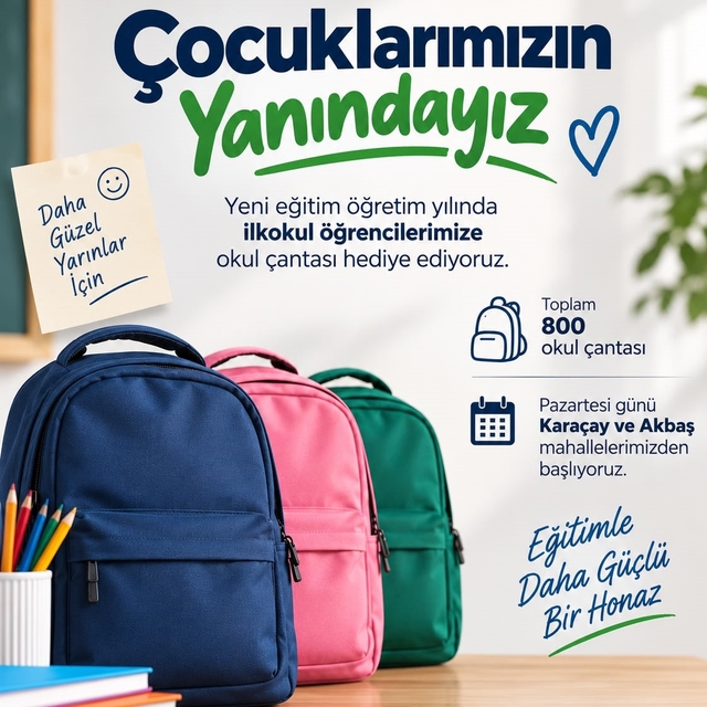 Honaz Belediyesinden 800 ilkokul öğrencisine çanta desteği