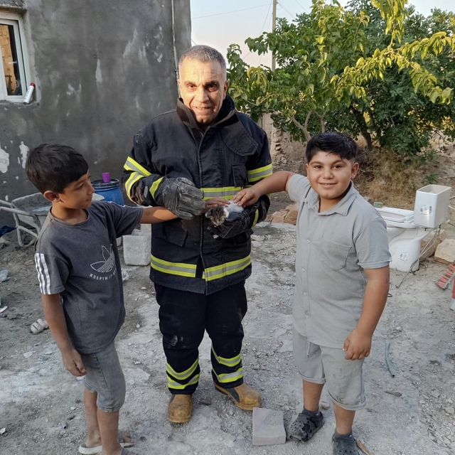Şanlıurfa'da foseptik çukuruna düşen kedi itfaiye ekiplerince kurtarıldı