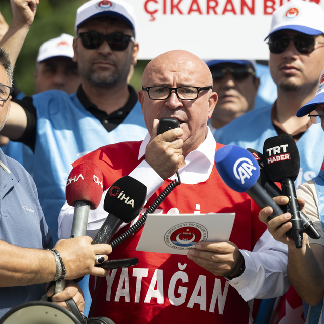 TES-İŞ'ten Milas'taki termik santrallere ilişkin dava öncesi Danıştay önünd...
