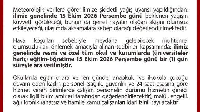 Düzce'de eğitime sağanak yağış engeli
