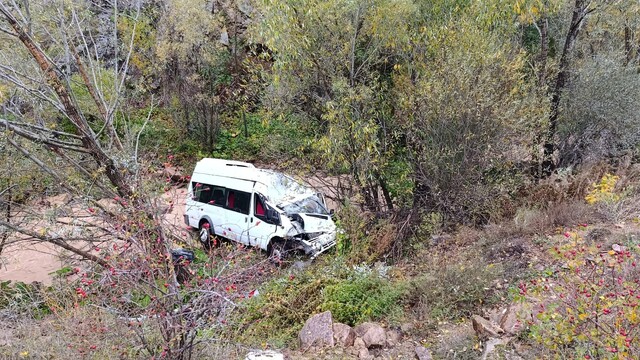 Sivas'ta devrilen minibüsün sürücüsü yaralandı