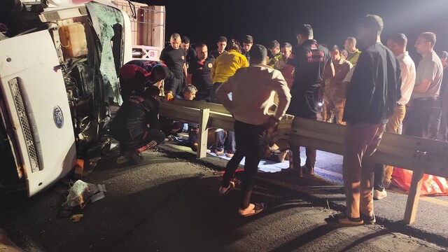 Mardin'de devrilen kamyonun şoförü öldü