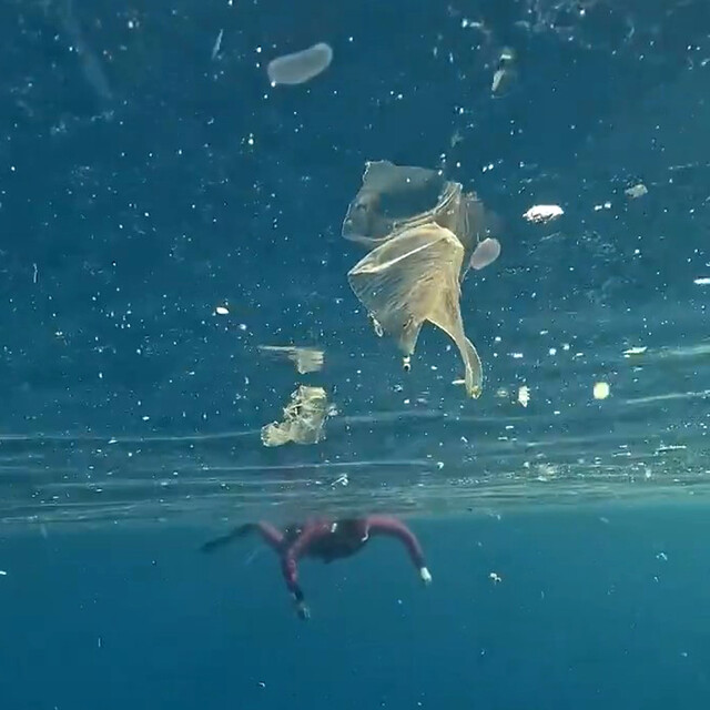 Yağışlar sonrası denizdeki plastik kirliliği kamerada