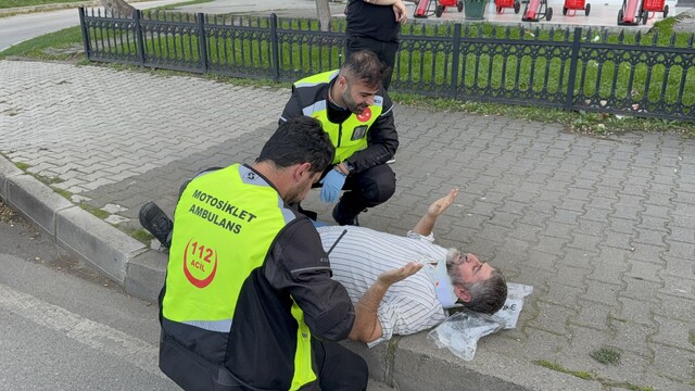 Elektrikli bisikletten düşen sürücü hastanelik oldu