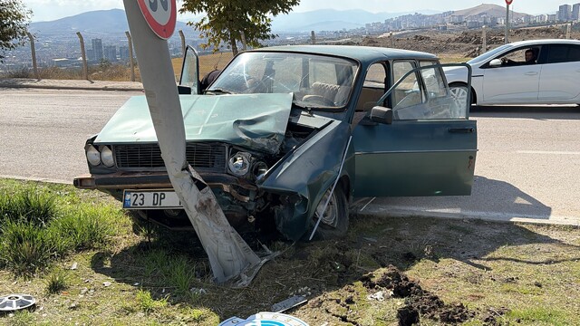 Elazığ'da otomobil aydınlatma direğine çarptı: 2 yaralı