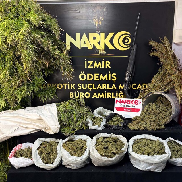 Ödemiş'te 7 kilo 671 gram esrar ele geçirildi