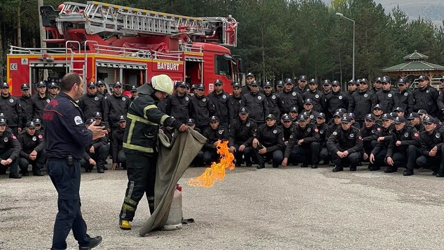 Bayburt POMEM'de yangın tatbikatı yapıldı