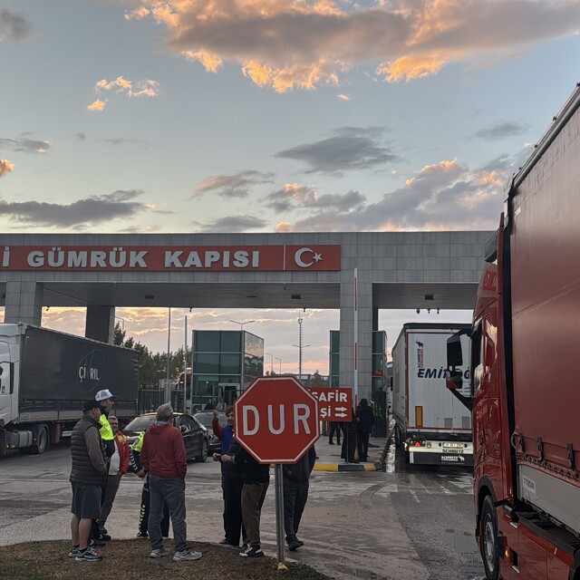 Hamzabeyli Sınır Kapısı'nda tır şoförlerinden eylem
