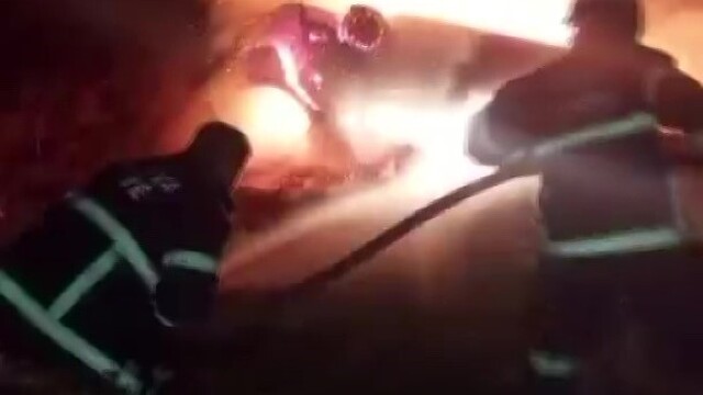 Amasya'da takla atan otomobil alev alev yandı, sürücü son anda kurtuldu
