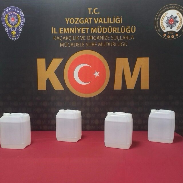 Yozgat'ta 20 litre etil alkol ele geçirildi