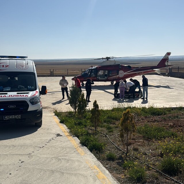 Kulu'da 70 yaşındaki hasta ambulans helikopterle sevk edildi