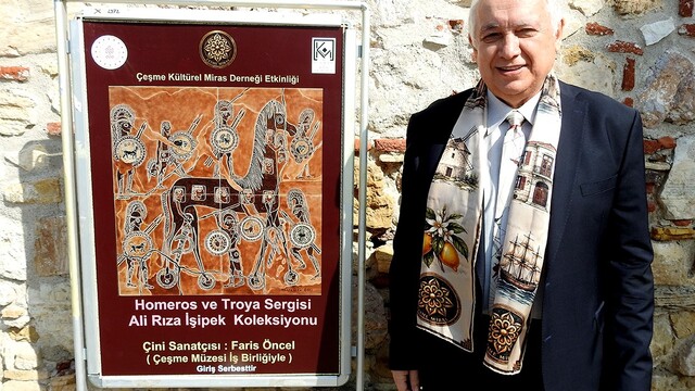 Ali Rıza İşipek'in "Homeros ve Troya" sergisi Çeşme Kalesi'nde açıldı
