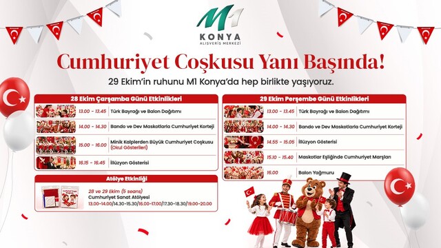 M1 Konya AVM'den Cumhuriyetin 103'üncü yılına özel kutlama