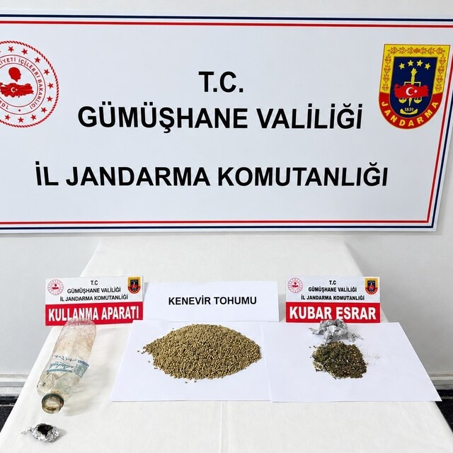 Gümüşhane'de durdurulan araçta uyuşturucu ve kenevir tohumu ele geçirildi