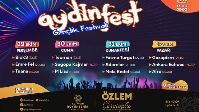 Aydınfest 29 Ekim Perşembe günü başlıyor