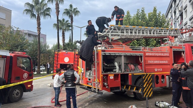 Mersin'de halı ve mobilya mağazasında çıkan yangına müdahale ediliyor
