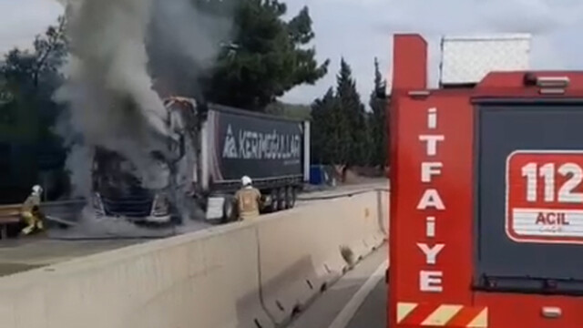 Hatay'da seyir halindeyken alev alan TIR yandı
